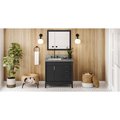 Jeffrey Alexander 36In. Blk Theodora Vanity, Left Offset, Steel Gry Cultured Marble Vanity Top, Undrmnt Rctngl Bowl VKITTHE36BKSGR